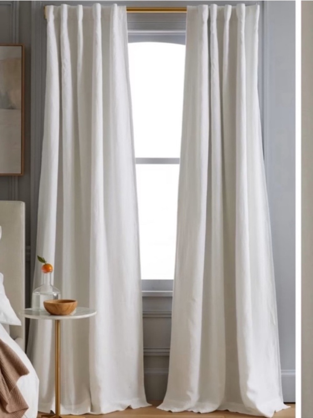 NWT QUINCE Set Of 2 48x84 European Linen Room Darkening Curtains Cream 7409